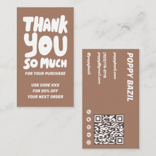 Simple Curves Order Thank You Social QR Code Mocha Business Card