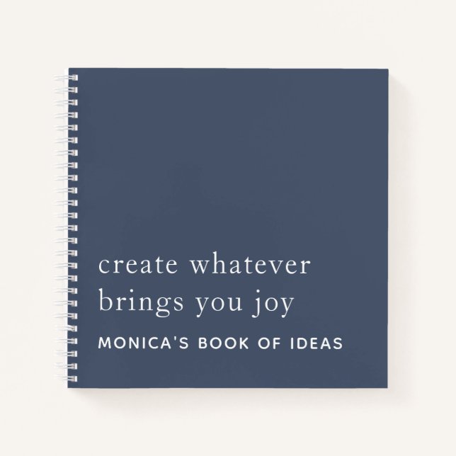 Simple Custom 2 Motivational Quote Dusty Navy Blue Notebook (Front)