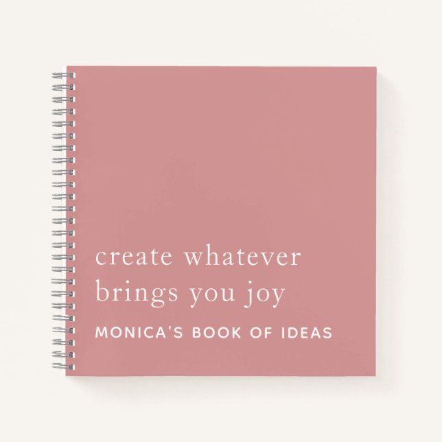 Simple Custom 2 Motivational Quote Dusty Rose Pink Notebook (Front)