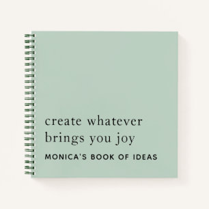 Simple Custom 2 Motivational Quotes Sage Green Notebook
