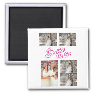 Simple Custom 5 Photo Collage   Bachelorette Party Magnet