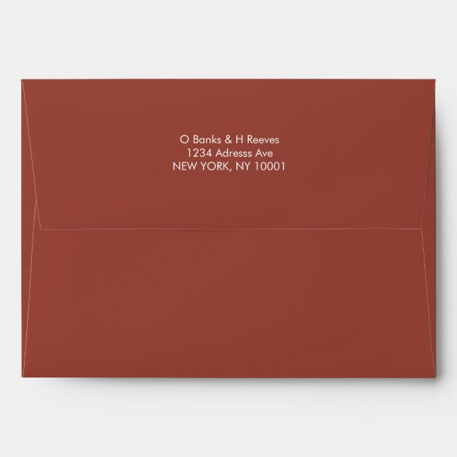 Simple custom address terracotta colour envelope (Back (Top Flap))