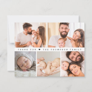Simple Custom Baby Shower Photo Collage Thank You Card