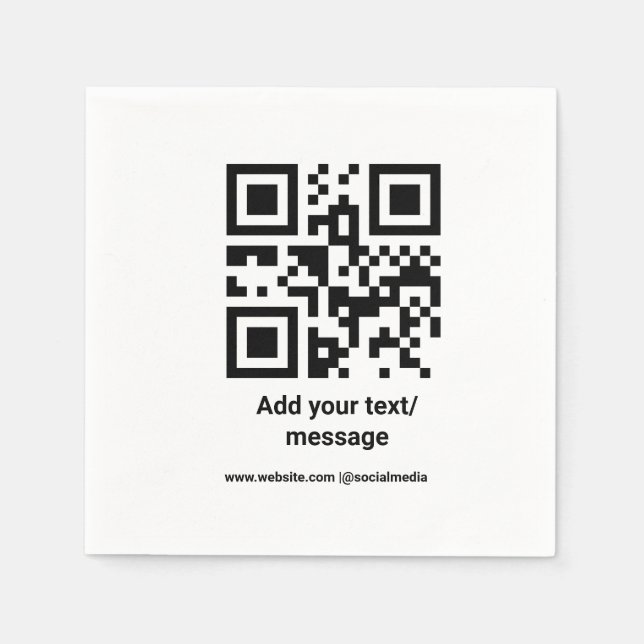 simple custom barcode add your text website QR Cla Napkin (Front)