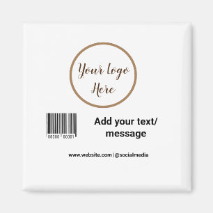 simple custom barcode add your text website QR Sq Magnet