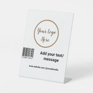 simple custom barcode add your text website QR Sq Pedestal Sign
