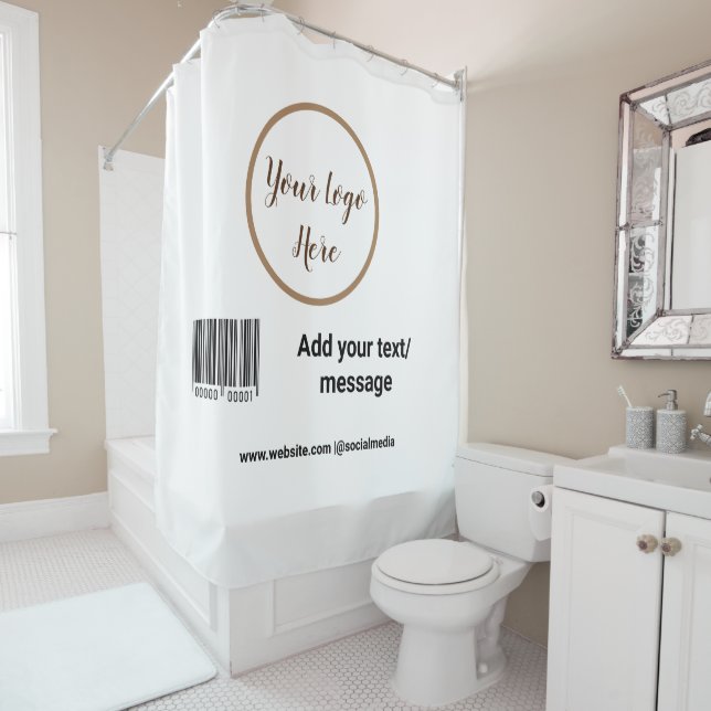 simple custom barcode add your text website QR  Sq Shower Curtain (In Situ)