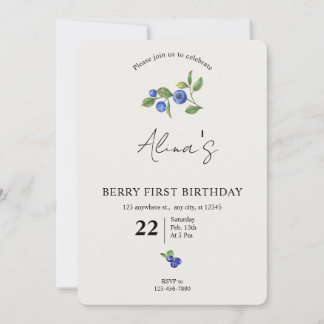 Simple Custom Berry first birthday fruit birthday  Invitation