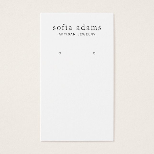 Simple Custom Black and White Earring Holder Card (Front)