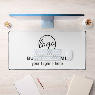 Simple Custom Black and White Logo Business Desk Mat