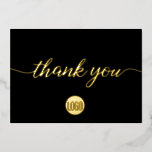 Simple Custom Black logo Business Thank you<br><div class="desc">Make a lasting impression with our Simple Custom Black Logo Business Thank You Foil Greeting Card. This elegant and sophisticated flat card is the perfect way to express gratitude to your clients, partners, and employees. With its sleek black design and real silver foil accents, this card exudes professionalism and style....</div>