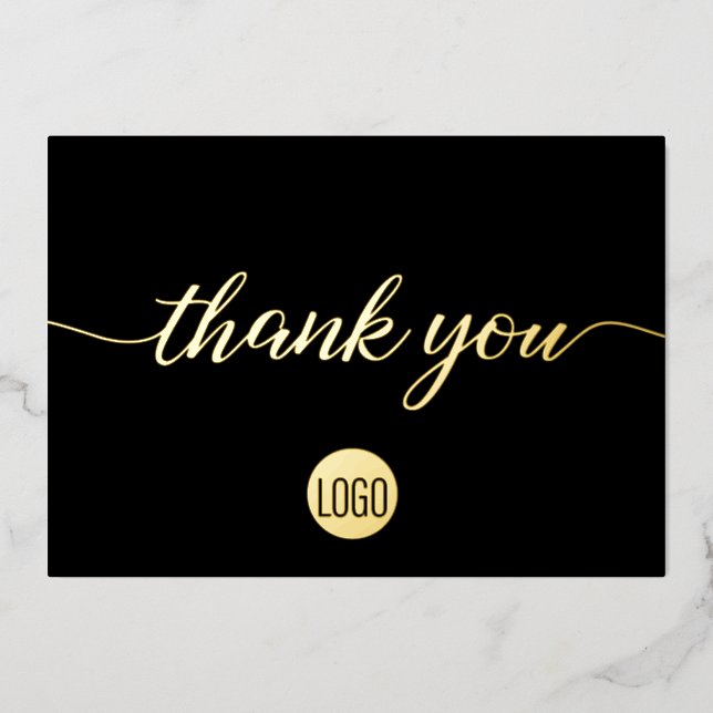 Simple Custom Black logo Business Thank you  (Front)