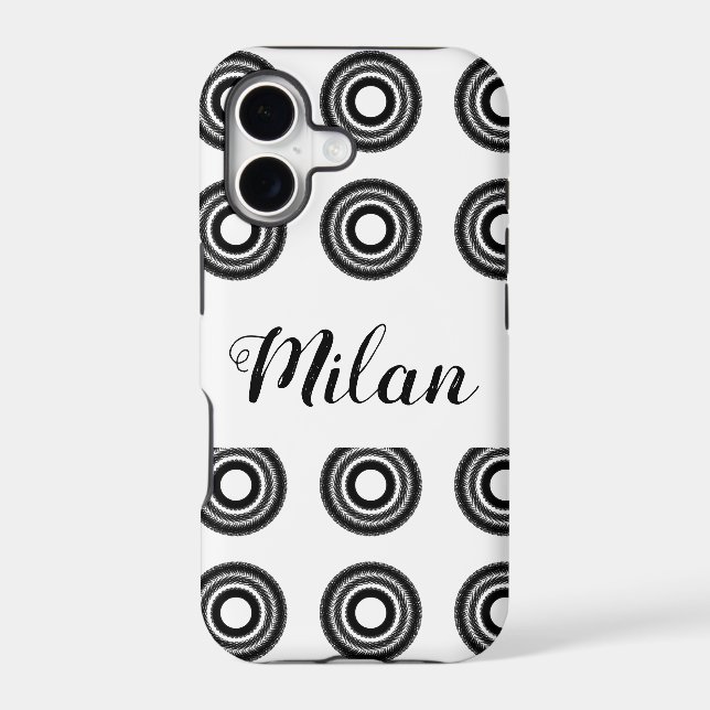 simple custom BLACK mandala monogram add your name (Back)