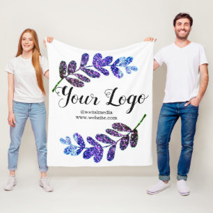 simple custom blue purple black leaves add logo t fleece blanket