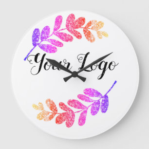 simple custom blue purple black leaves add logo t large clock