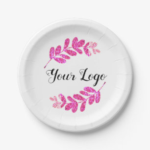 simple custom blue purple black leaves add logo t paper plate