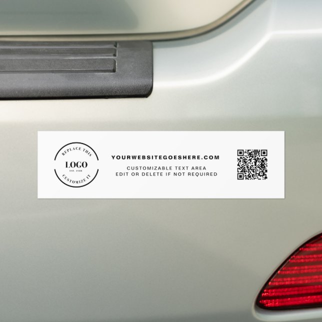 Simple Custom Business Logo QR code website Bumper Sticker (On Car)