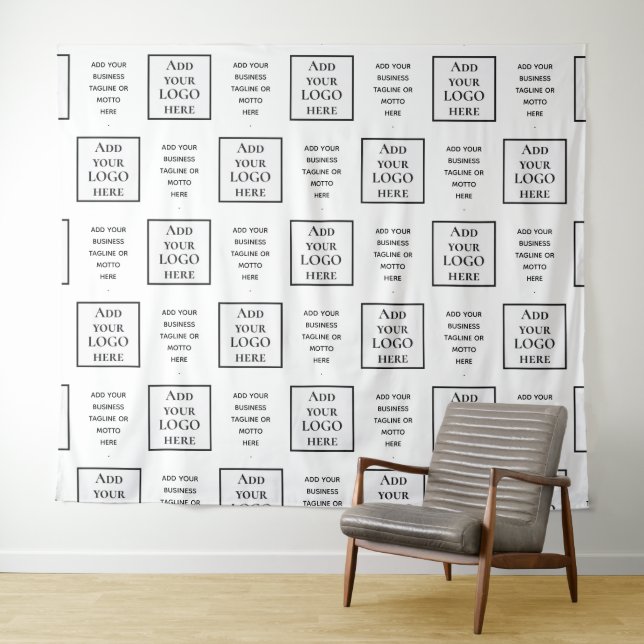 Simple Custom BUSINESS LOGO TAGLINE Backdrop Tapestry (In Situ (Horizontal))
