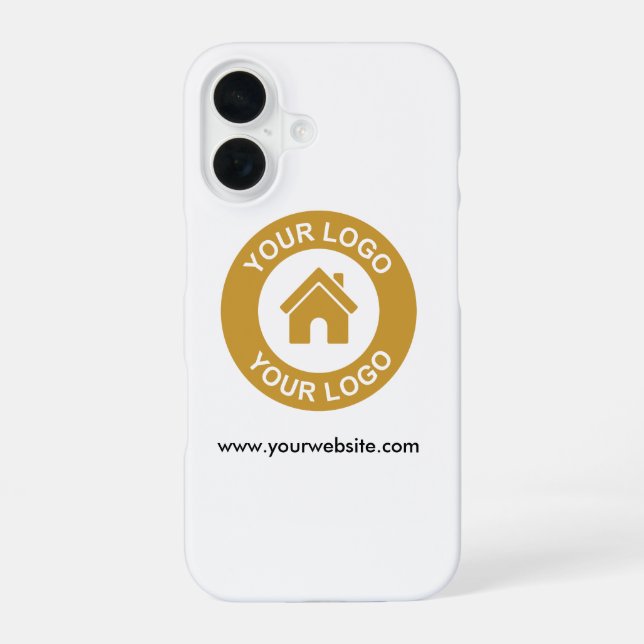 Simple Custom Business Logo Website iPhone 16 Case (Back)