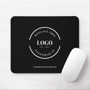 Simple Custom business white logo website black Mouse Pad