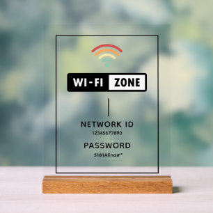 Simple Custom Business Wifi Password & Network Acrylic Sign