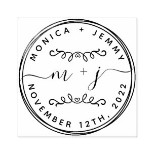 Simple Custom Classic Wedding Names Rubber Stamp