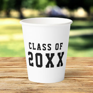 Simple Custom Colour Varsity Graduating Class Year Paper Cups