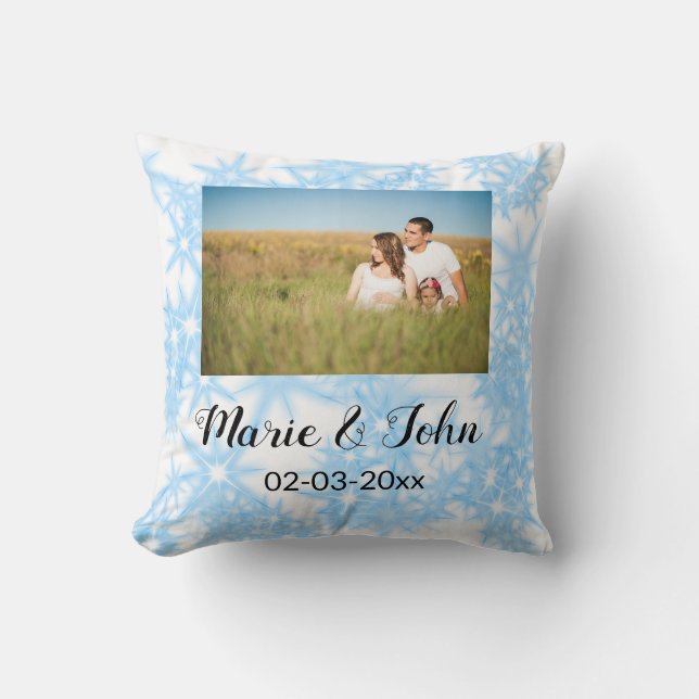simple custom colourful blue sparkle glitter cushion (Front)