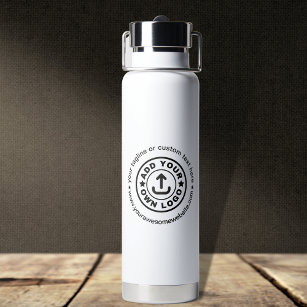 Simple Custom Company Business Logo Website Text  Water Bottle