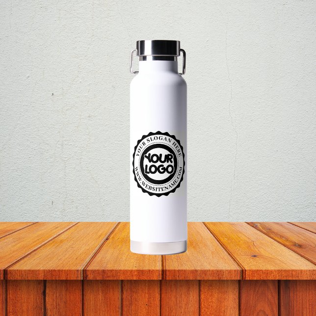 Simple Custom Company Business Logo Website Text Water Bottle (Creator Uploaded)
