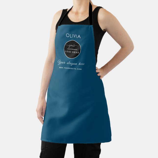 Simple Custom Company Logo personalised black Apro Apron (Insitu)