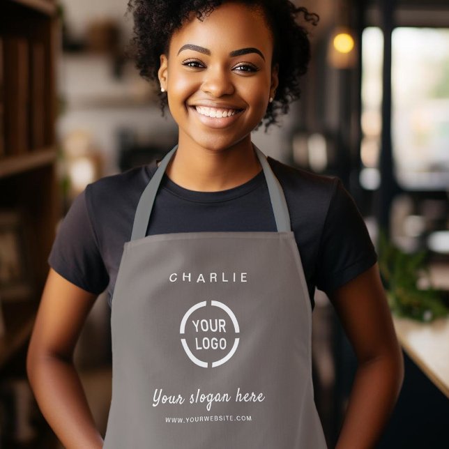 Simple Custom Company Logo personalised mink grey Apron (Simple Custom Company Logo personalized mink gray Apron)