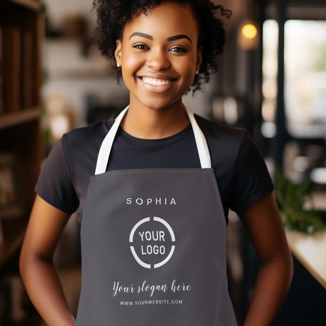 Simple Custom Company Logo personalised smoke grey Apron (Simple Custom Company Logo personalized smoke gray Apron)