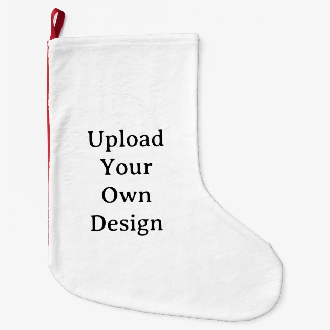 Simple Custom Coral Fleece Red Back Panel  Large Christmas Stocking (Front)