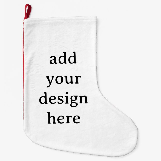 Simple Custom Coral Fleece Red Back Panel  Large Christmas Stocking (Front)