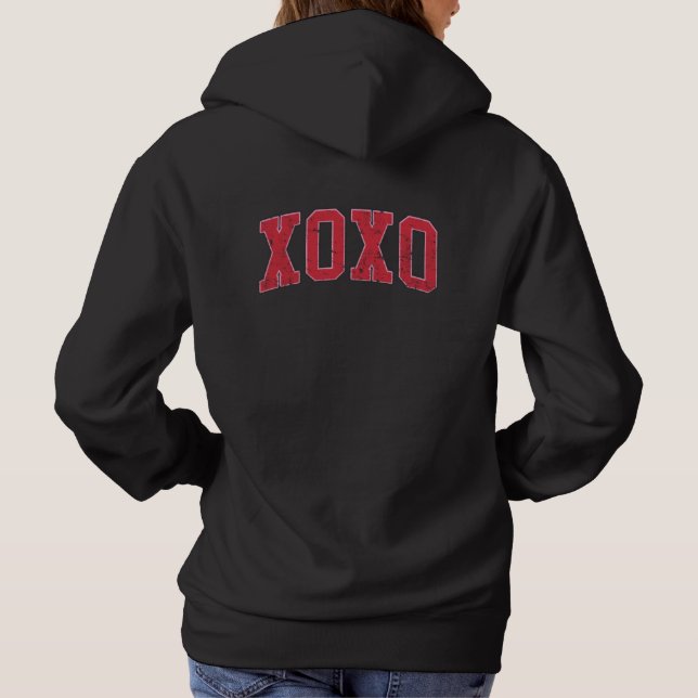 Simple Custom Couple Names Hugs and Kisses XOXO  Hoodie (Back)