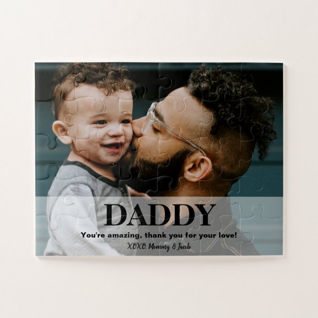 Simple Custom Daddy Photo fathers day Jigsaw Puzzle (Horizontal)