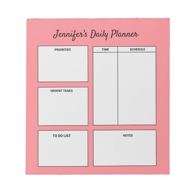 simple custom daily planner goals to do list quote notepad (Front)