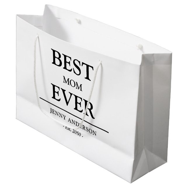 Simple Custom Design Best Mum Ever Mothers  Large Gift Bag (Front Angled)
