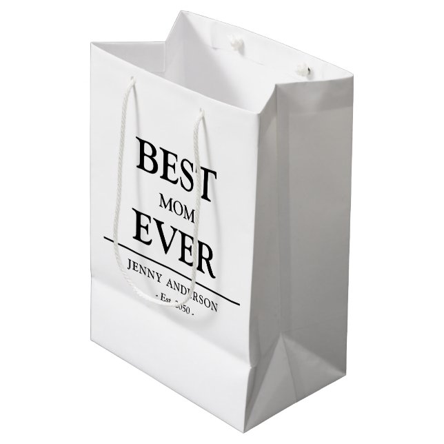 Simple Custom Design Best Mum Ever Mothers  Medium Gift Bag (Front Angled)