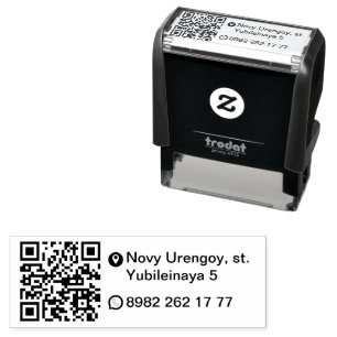 Simple Custom Design QR Code Office Address Self-inking Stamp