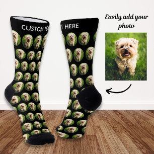 Simple Custom Dog Pet Photo Personalised Text Sock