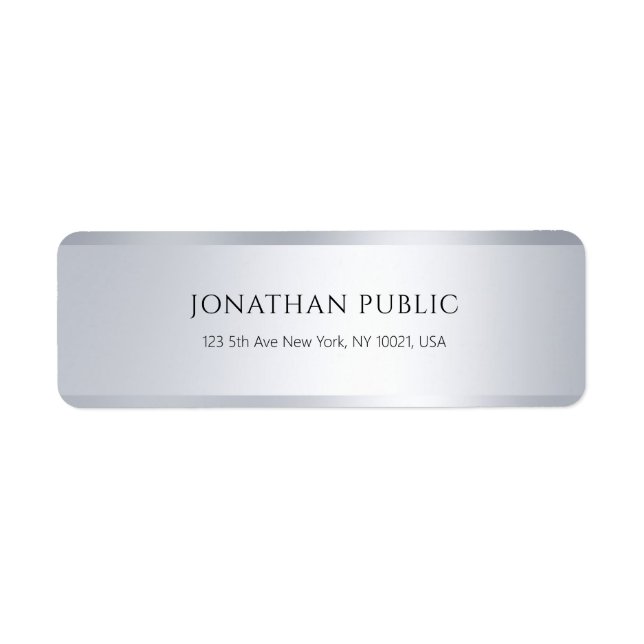 Simple Custom Elegant Modern Silver Return Address Label (Front)