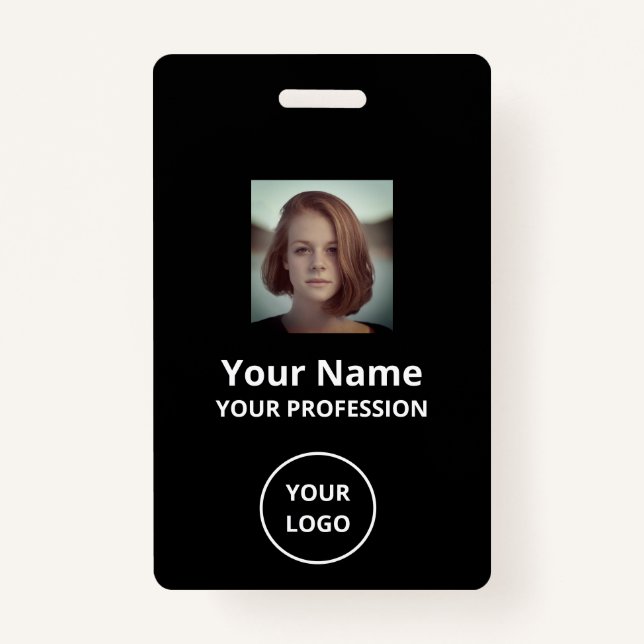 SIMPLE CUSTOM EMPLOYEE NUMBER PHOTO BAR CODE  BADG ID BADGE (Front)