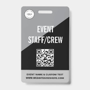 Simple Custom Event Staff Crew QR CODE Logo ID Badge