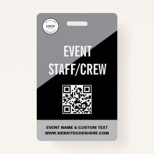 Simple Custom Event Staff Crew QR CODE Logo ID Badge