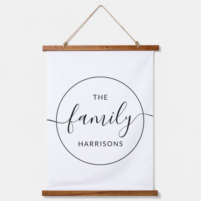 Simple Custom Family Monogram Farmhouse Wall  Hanging Tapestry (Front)