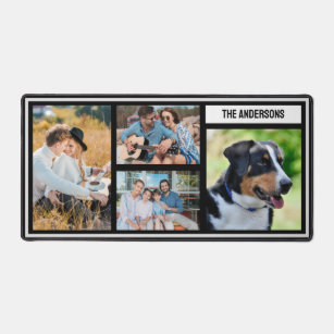 Simple Custom Family Photo Collage Table Mat 