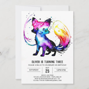 Simple Custom Fox Digital Boy Birthday Invitation
