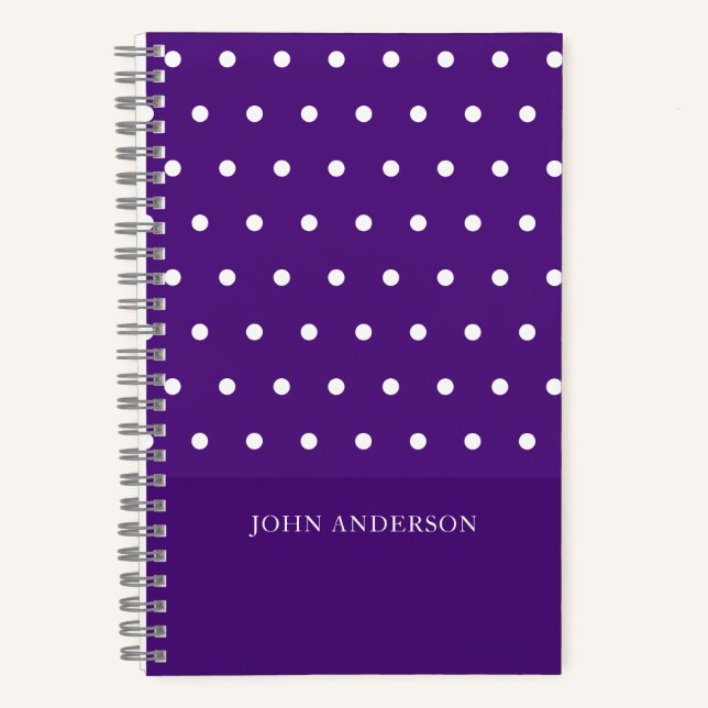 Simple Custom Funky Purple Polka Dots Pattern  Notebook (Front)